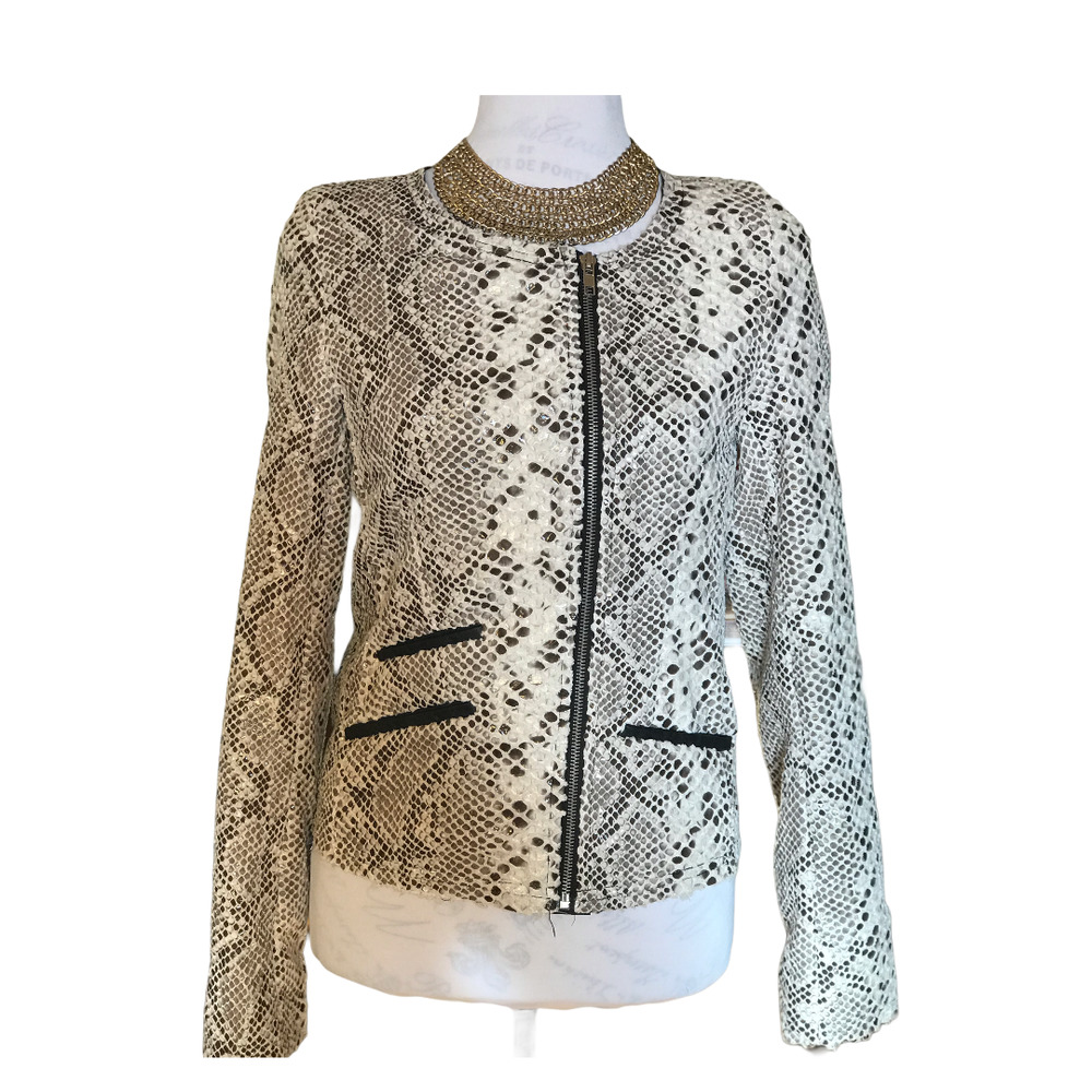 Olivaceous Full Zip Python Skin Jacket - Picture 2 of 5